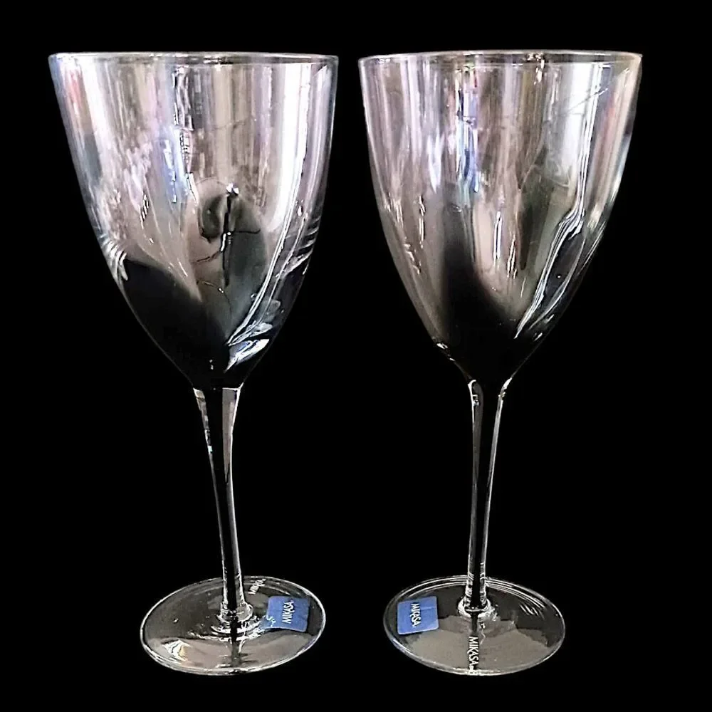 2 Mikasa KYA Smoke Wine Glasses Goblets Red Crystal Elegant Classic Holiday Rare